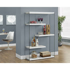 Monarch Specialties - 3290 60 po H Etagere - Blanc Lustre Avec Verre Trempe-Peut être utilisé comme bibliothèque ou comme meuble accent