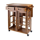 Winsome – Meuble compact avec 2 tabourets, carré, teck-Idéal pour les petites salles à manger