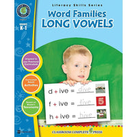 Livre numérique : Word Families, Long Vowels (PDF, téléchargement pour 1 utilisateur), 978-1-55319-403-3, maternelle - 1re année-Vous recevrez deux courriels : un confirmant toute la commande et l'autre avec un bouton Download Software (Télécharger le logiciel). Vous pouvez télécharger immédiatement ou revoir votre courriel pour télécharger plus tard.