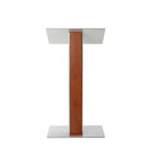 Urbann - Lutrin Y5 sans roulettes - aluminium et bois - cognac-Gris clair et bois teint cognac, aluminium et contreplaqué russe multiplis