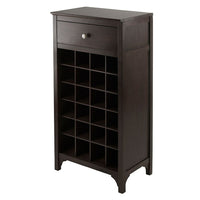 Winsome – Armoire à vin modulaire Ancona avec tiroir, peut contenir 24 bouteilles, expresso-Ajoutez cette armoire à vin modulaire compacte Ancona à votre maison. Créez une apparence unique avec une seule unité ou une combinaison des trois styles offerts.  Cette unité est dotée d’un tiroir pour vos accessoires et peut contenir jusqu’à 24 bouteilles.  Dimensions lorsqu’assemblée : 37,52 haut. x 19,009 larg. x 12,60 prof. (po). Dimensions intérieures du tiroir : 4,65 haut. x 15,47 larg. x 9,25 prof. (po). Dime