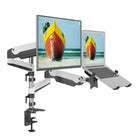 ShoppingAll - Bras à ressort à gaz pour double moniteur et ordinateur portable - Blanc-Prend en charge un moniteur de 15-32 po et un ordinateur portable de 12-17 po, ou deux moniteurs de 15-32 po