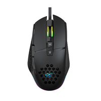 Havit Wired RGB Backlit 3200DPI Honeycomb Design 7 Buttons Gaming Mouse - Black-7 boutons