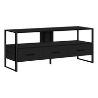 Monarch Specialties - 2616 Meuble Tv - 48 po L/Noir/Metal Noir-Design contemporain et industriel, dans une finition noir et moderne