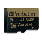 Verbatim – Carte mémoire microSDXC Pro Plus 666X UHS-I avec adaptateur, 64 Go (70002)-Classe de performance d'application A1 - capable d'exécuter des applications mobiles directement à partir de la carte avec Android Marshmallow et système d'exploitation plus récent