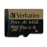 Verbatim – Carte mémoire microSDXC Pro Plus 666X UHS-I avec adaptateur, 64 Go (70002)-Classe de performance d'application A1 - capable d'exécuter des applications mobiles directement à partir de la carte avec Android Marshmallow et système d'exploitation plus récent