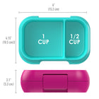 Bentgo - Conteneur anti-fuite pour collations - Fuchsia/Sarcelle-Dimensions: 6,1 P x 4,2 W x 2 H, Grand compartiment : 1 tasse / Petit compartiment 1/2 tasse
