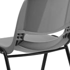 Flash Furniture - Chaise coquille grise, empilable et ergonomique de la série HERCULES avec cadre noir, capacité de 880 lb-Les trous de drainage du siège et le dossier ventilé facilitent le séchage