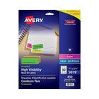 Avery Étiquettes voyantes couleurs fluo assorties, laser, 2 5/8 po x 1 po, paq./450 (05979)-Étiquette permanente