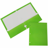 JAM PaperMD – Chemises de présentation lustrées 3 trous à 2 pochettes, 9 1/4 x 11 1/2 (po), vert lime, 100/paquet-Dimensions : 11 1/2 haut. x 9,2 larg. x 1/5 prof. po