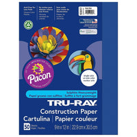 Papier de construction Pacon Tru-Ray, 9" x 12", bleu royal, 250 feuilles-Le papier de construction Tru-Ray est suffisamment résistant pour supporter le rainurage, le pliage et le curling sans se fissurer ni se déchirer