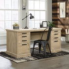 Sauder 65"W La Collection Aspen Post Bureau - Finition Prime Oak-  Tiroirs inférieurs sur glissières à extension complète pour des fichiers suspendus de format Lettre, Légal ou A4
