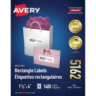 Avery - Étiquettes d’adresse Easy Peel, blanches, laser/jet d’encre, 4 x 1 1/3 po, paquet de 1 400 (5162)-Étiquette permanente