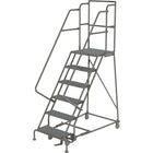 Tri-Arc Manufacturing – Escabeau roulant avec marche supérieure profonde; 60 po haut.; 6 marches; 16 po larg. (KDSR106166-D2)-Nombre de marches : 6