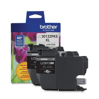 Brother - Cartouches d'encre noire LC30132PKS, haut rendement, paquet double-Cartouche d'encre noire authentique Brother LC3013BK, rendement élevé, paquet double