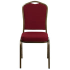 Flash Furniture – Chaise banquet empilable à dossier couronne, siège de 2,5 po, doré, tissu bourgogne (FDC01GV3169)-Chaise de banquet multi-usages