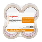 Staples Ruban d'emballage à déroulement rapide, 48 mm x 50 m, 2,6 mil, paquet de 4-Bout facile à trouver.