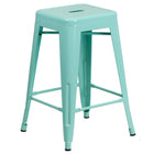 Tabouret de comptoir sans dossier de 24 po, intérieur/extérieur, vert menthe (ET-BT3503-24-MINT-GG)-Tabouret moderne empilable de style industriel