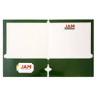 JAM PaperMD – Chemise lustrée à 3 trous et à 2 pochettes, vert, 50/paquet-Capacité : 200 feuilles