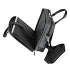 Sacoche pour Ordinateur Portable 16-17,3", Sac à Bandoulière, Sac de Travail/Voyage/Affaires, Matière Déperlante - Grise-La poignée à bouton permet une prise confortable et de sécuriser vos articles