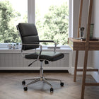 Flash Furniture Chaise De Bureau Pivotante Exécutive Leathersoft Panel-Noir (BT20595M2BK)-Base chromée 5 étoiles avec roulettes à deux roues