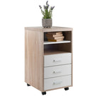 Winsome - Classeur de rangement mobile 18532 Kenner, 3 tiroirs, 2 tablettes, fini bois vieilli/blanc-Se déplace facilement sur roulettes, dont deux sont blocables