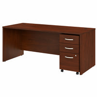 Bureau 72 po x 30 po avec classeur mobile Studio C de Bush Business Furniture - cerisier Hansen/cerisier Hansen-L’ensemble comprend : un bureau 72L x 30P et un classeur mobile à 3 tiroirs