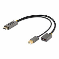 StarTech - Câble adaptateur actif 4K HDMI 2.0 vers DisplayPort 1.2 de 1 pi - Noir/Gris-Connecteurs: 1 x HDMI 2.0, 1 x USB 2.0 Type-A 4 broches (connecteur A), 1 x DisplayPort 1.2 (connecteur B)