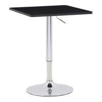 CorLiving - Table carrée DAW-600-T à hauteur ajustable, dessus pivotant, noir-Réglage de la hauteur de la table en chrome élégant - ajustable de 27 à 36,25 po