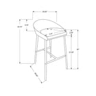 Monarch Specialties - 2299 Tabouret De Bar - Tissus Gris/Base Chrome - Paquet de 2-Pieds en métal chromé robuste et stable avec repose-pieds