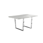Monarch Specialties - 1119 Table A Manger - 36 po X 60/Gris Cimente/Metal Chrome-Gris ciment et métal chromé