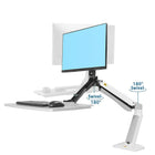 Poste de station de travail de bureau de 22 - 35 po avec port USB de North Bayou - - FC40, Blanc-Verticale de distance: 17,3 po
