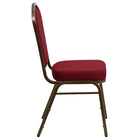 Flash Furniture – Chaise banquet empilable à dossier couronne, siège de 2,5 po, doré, tissu bourgogne (FDC01GV3169)-S'empile jusqu'à 15 chaises de hauteur
