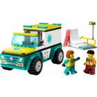 LEGO - City Ambulance d'urgence et snowboarder 79 pièces-Avec une ambulance, une scène de skate-park et des figurines de snowboarder et d'ambulanciers