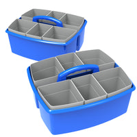 Storex grand caddy avec godets de rangement - bleu - paquet de 2-2 grands compartiments avec des mesures à l'intérieur: 11.25" de long x 4,25" de large x 4,5" de profondeur