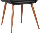 Armen Living - Panda Chaise de salle à manger finition bois de Noyer et Simili Cuir Noir-Nettoyer les taches