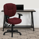 Flash Furniture – Fauteuil de travail GO-930F-BY-ARMS-GG en tissu à dossier moyen, accoudoirs ajustables, bourgogne-Mécanisme de contrôle à trois palettes