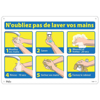 Zenith - Enseigne avec pictogramme - N'oubliez pas de lavez vos mains - 14" x 20" - Plastique-N'oubliez pas de lavez vos main