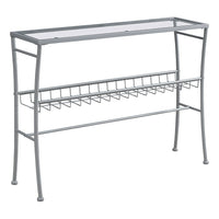 Monarch Specialties - 2128 Table D'Appoint - 42 po L/Argent/Console Entrée Verre Trempe-Console rectangulaire en verre trempé transparent et spacieux parfait pour vos clés, votre courrier ou vos décorations