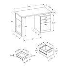 Monarch Specialties - 7690 Bureau 48 po L - Blanc Orientation Gauche Ou Droite-Dimensions du produit: 47,25 pouces L x 23,5 pouces P x 30 pouces H