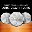 Duracell - 2025 Pile Bouton Lithium - paquet de 4-FABRICANT GARANTIES 10 ANS LORSQU'ELLES SONT ENTREPOSÉES - Elles gardent leur puissance jusqu'à 10 ans lorsqu'elles sont entreposées, pour que vous soyez assuré que ces piles sont prêtes lorsque vous en aurez besoin