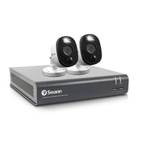 Système de sécurité DVR pour disque dur Swann 1080p HD 4 canaux 1 TO avec 2 caméras de sécurité extérieure avec avertissement-La chaleur et le mouvement activent les voyants d’avertissement du capteur, vous aidant ainsi à décourager les intrus potentiels