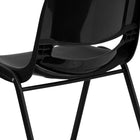 Flash Furniture - Chaise coquille noire ergonomique et empilable de la série HERCULES avec hauteur de siège de 16 po.-Le dossier ventilé permet la circulation de l'air