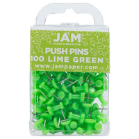 JAM Paper – Punaises, vert lime, 100/paquet (522416893)-Punaises en plastique standard