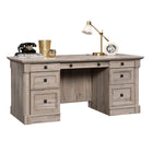 Sauder 65"W La Collection Palladia Bureau Ministre - Finition Split Oak-  Les tiroirs à fichiers inférieurs sur des glissières à extension complète peuvent contenir des fichiers suspendus de format Lettre, Légal ou A4 pour garder vos documents importants organisés