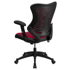 Flash Furniture – Fauteuil de bureau BLZP806BY à dossier haut en maille, accoudoirs réglables, bourgogne-Soutien lombaire intégré