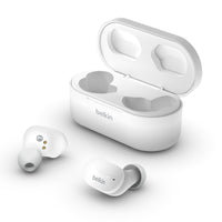 Belkin Soundform Écouteurs sans fil True Wireless - Blanc-Cristallin, beau son avec des basses puissantes à n’importe quel volume