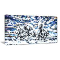 Designart – Art animal sur toile, chevaux galopants, tailles variées (PT2435-32-16)-Impression