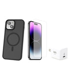 TUFF8 - Glide Guard avec protecteur d'écran et chargeur mural pour iPhone 15 Plus - Noir fumé-Couche antichoc : la couche antichoc étanche à l'air ajoute une protection supplémentaire contre les chutes accidentelles. Testé selon MIL-STD jusqu'à 6 pieds