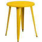 Table ronde de 24 po en métal avec 2 chaises à dossier à lattes verticales, int/ext, jaune [CH-51080TH-2-18VRT-YL-GG]-Revêtement thermolaqué jaune